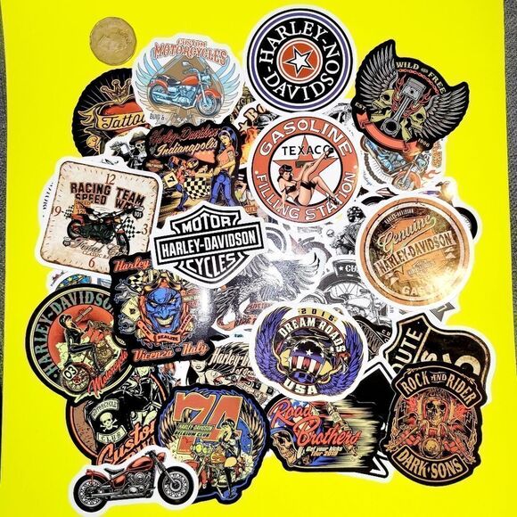 50pc Brand New Waterproof Bikers Harley Davidson stickers - Picture 1 of 1